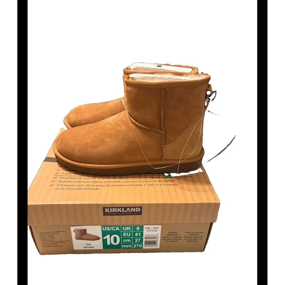 Kirkland Signature Womens Shearling Ankle Boots Tan Havane 7771757 Size 10